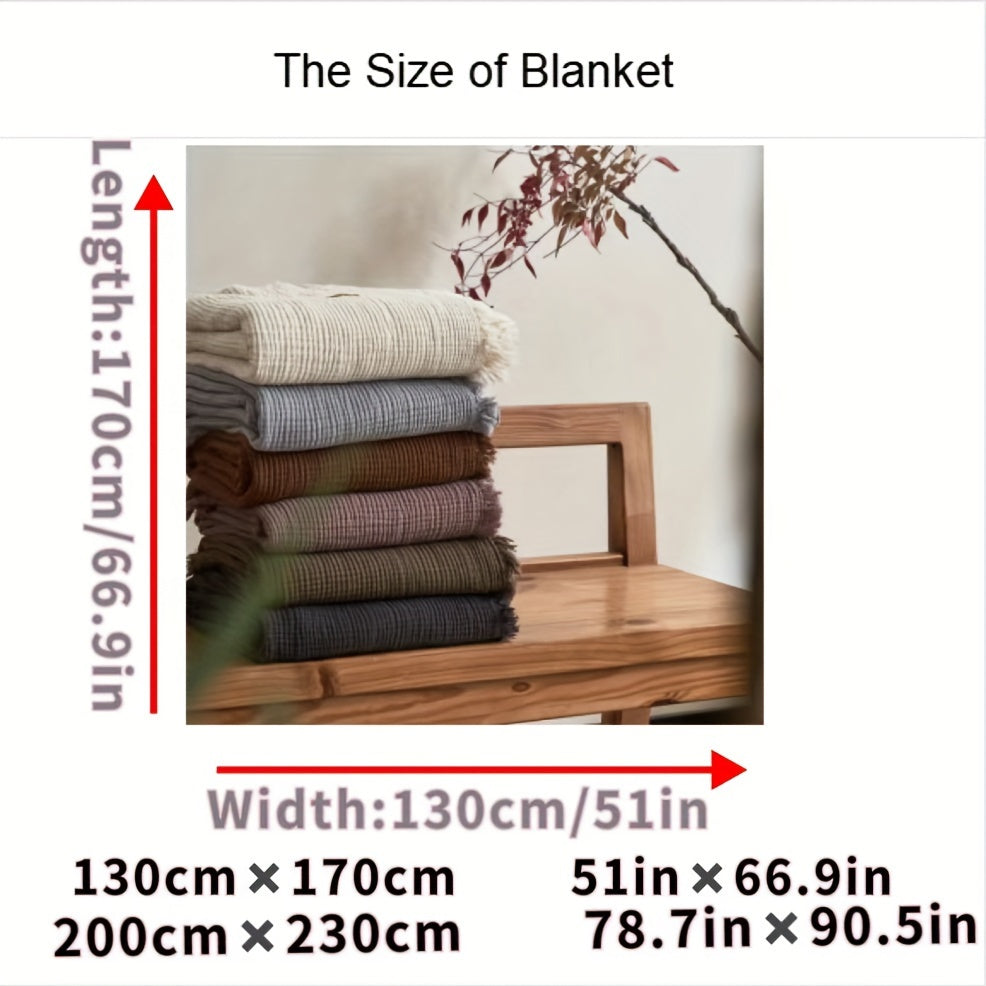 OLIVEBREEZE – Couverture légère en gaze de coton à 4 couches avec franges élégantes