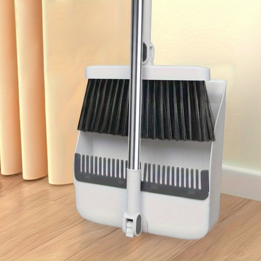 CLEANSWEEP PRO – Ensemble de balai et pelle à poussière avec manche long rotatif et dents de peigne intégrées