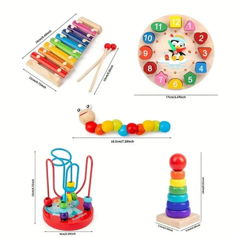 EDUQUEST Ensemble Montessori 5-en-1 – Apprentissage créatif pour les bébés à partir de 6 mois