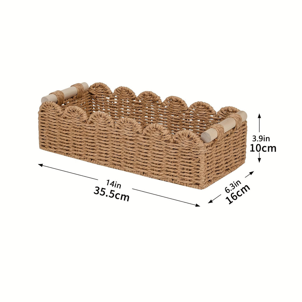 Panier de Rangement Tissé Boho avec Bord en Éventail – Décoratif et Pratique pour Tout Intérieur