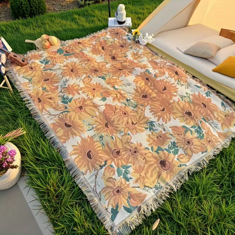 Couverture de pique-nique imperméable avec motif floral 180x230 cm