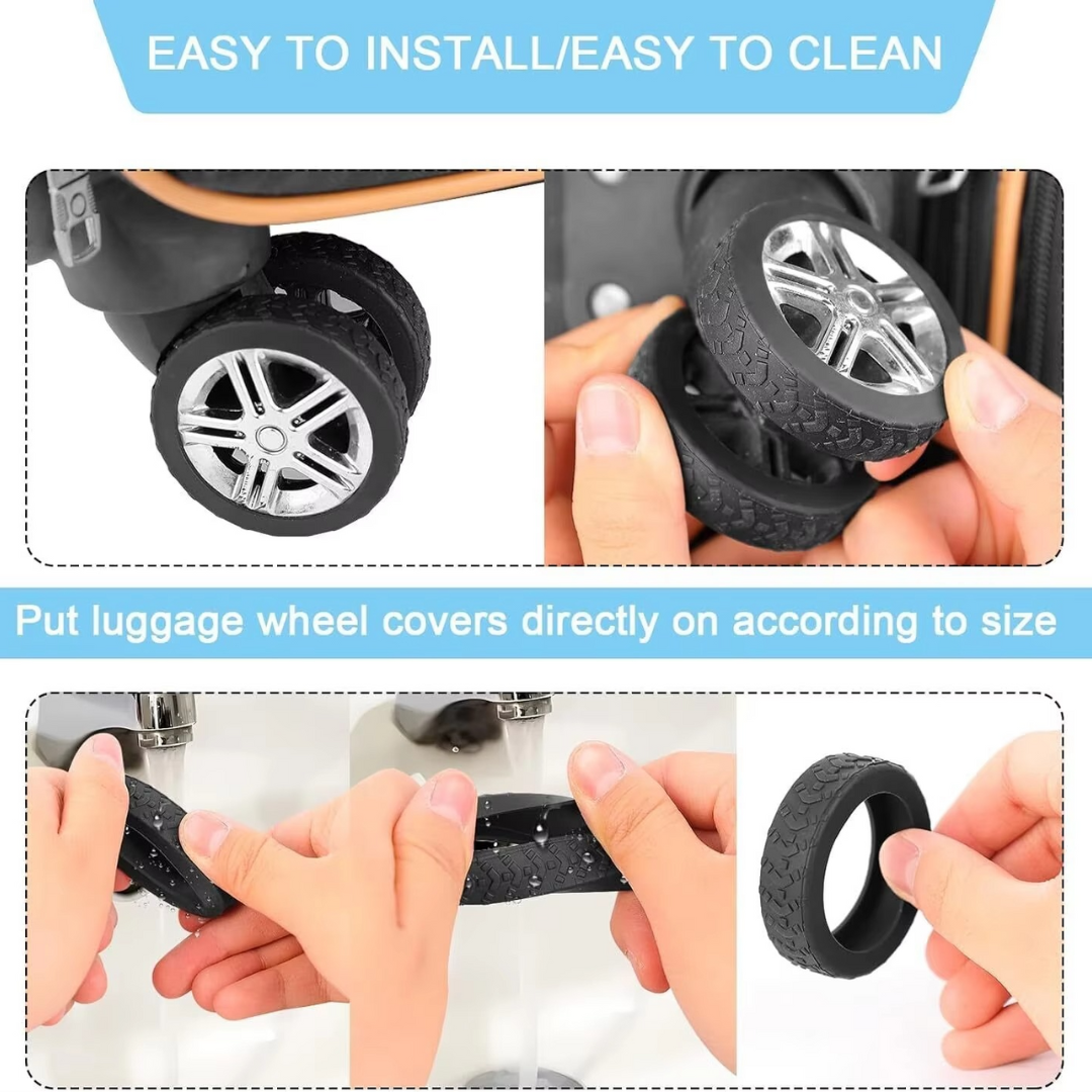RollGuard Pro™ | Housses de protection en silicone pour roues de valise réduisant le bruit