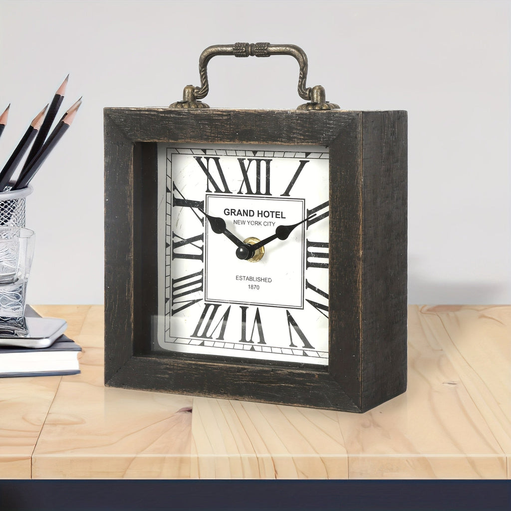 CABINCO - Horloge en Bois Rustique avec Couvercle en Verre pour Décoration Intérieure