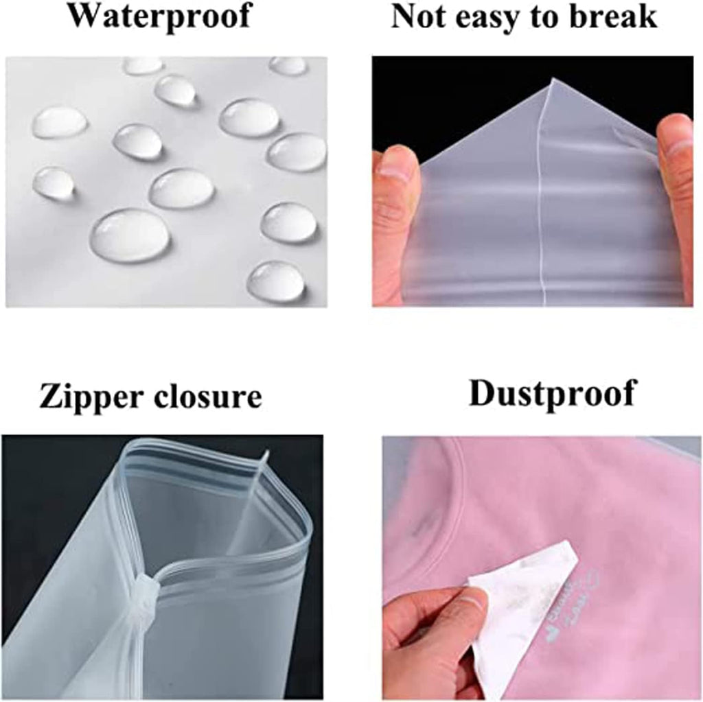 Sacs de rangement à zip givrés multi-usages – Pack de 20 manchons en plastique pour vêtements (Achetez 2 ensembles, recevez 1 GRATUIT)