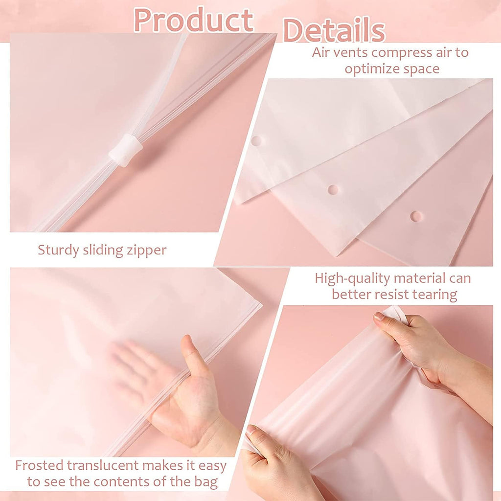 Sacs de rangement à zip givrés multi-usages – Pack de 20 manchons en plastique pour vêtements (Achetez 2 ensembles, recevez 1 GRATUIT)