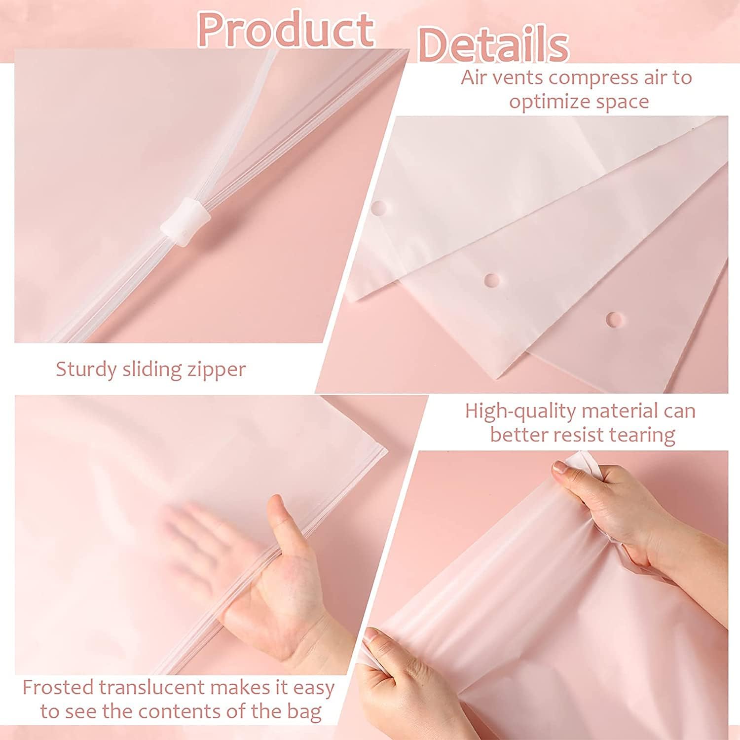 Sacs de rangement à zip givrés multi-usages – Pack de 20 manchons en plastique pour vêtements (Achetez 2 ensembles, recevez 1 GRATUIT)