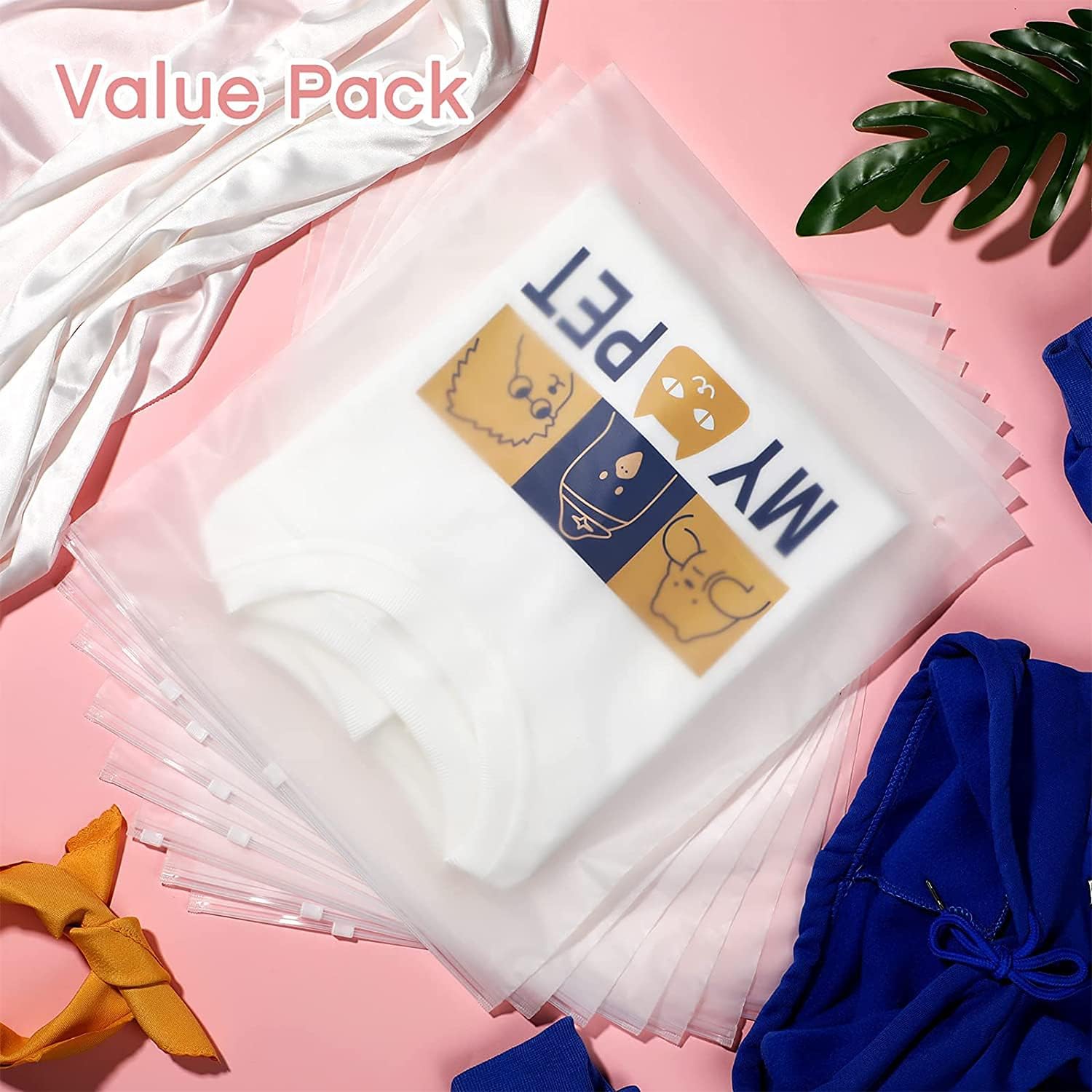 Sacs de rangement à zip givrés multi-usages – Pack de 20 manchons en plastique pour vêtements (Achetez 2 ensembles, recevez 1 GRATUIT)