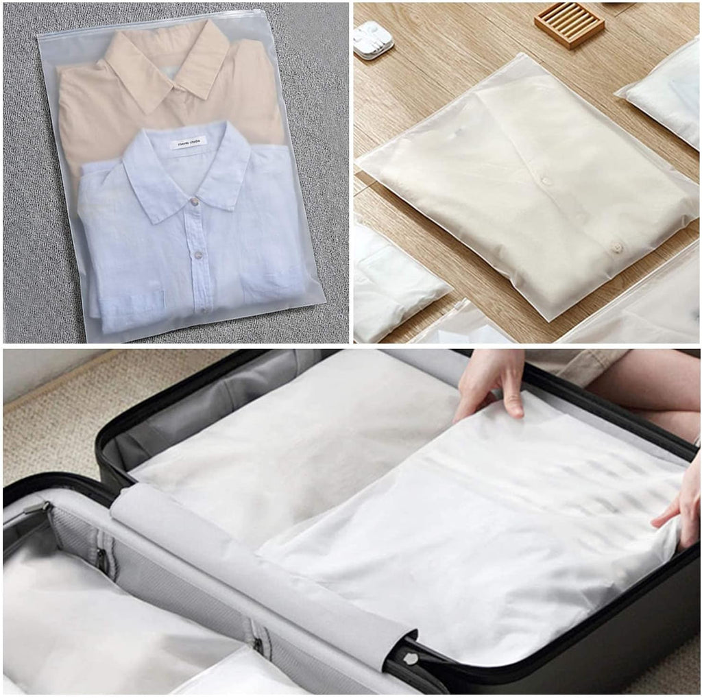 Sacs de rangement à zip givrés multi-usages – Pack de 20 manchons en plastique pour vêtements (Achetez 2 ensembles, recevez 1 GRATUIT)