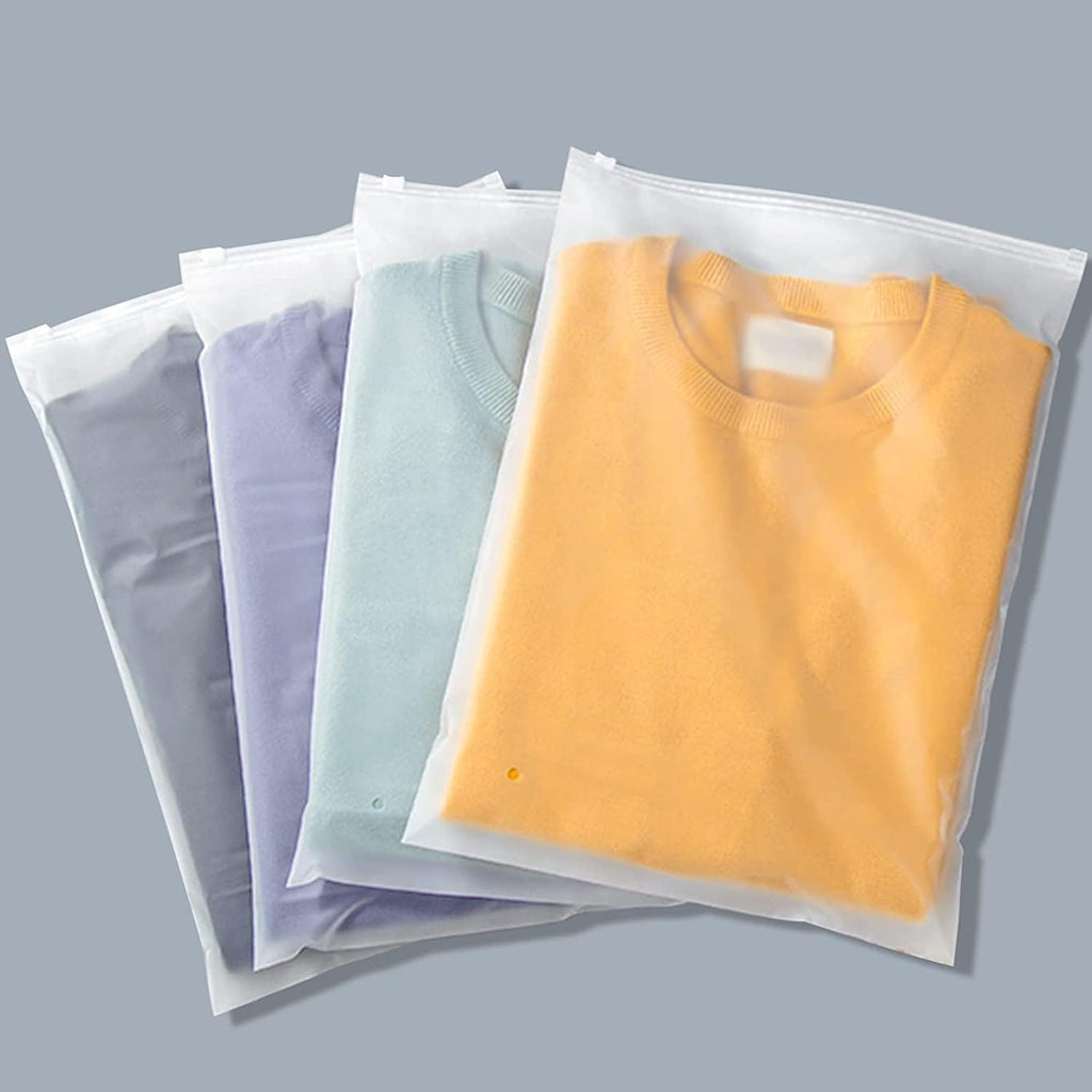 Sacs de rangement à zip givrés multi-usages – Pack de 20 manchons en plastique pour vêtements (Achetez 2 ensembles, recevez 1 GRATUIT)