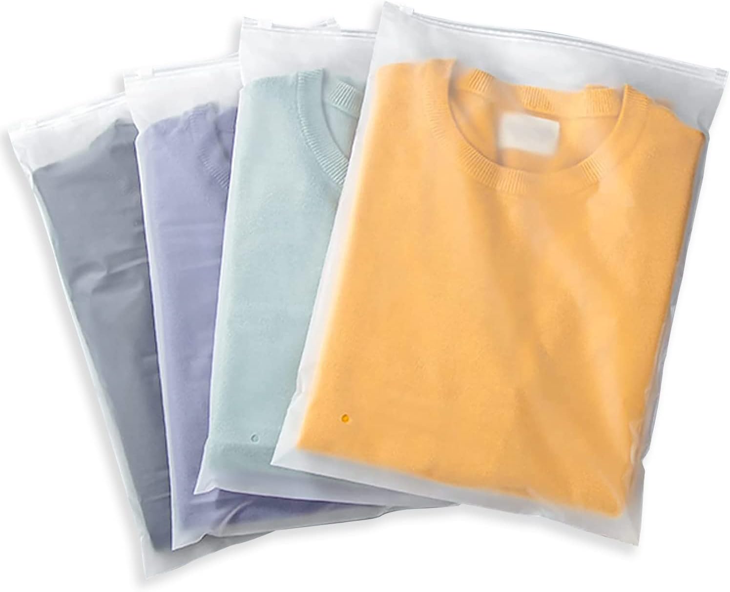 Sacs de rangement à zip givrés multi-usages – Pack de 20 manchons en plastique pour vêtements (Achetez 2 ensembles, recevez 1 GRATUIT)