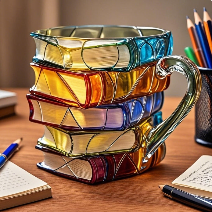 NovelMug | Tasse à livres peinte à la main en 3D - tasse littéraire unique, cadeau pour les amoureux des livres