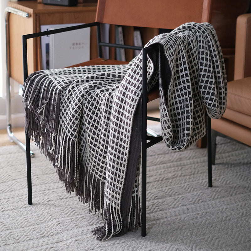 Couverture en tricot à motif en gros mailles, plaid décoratif