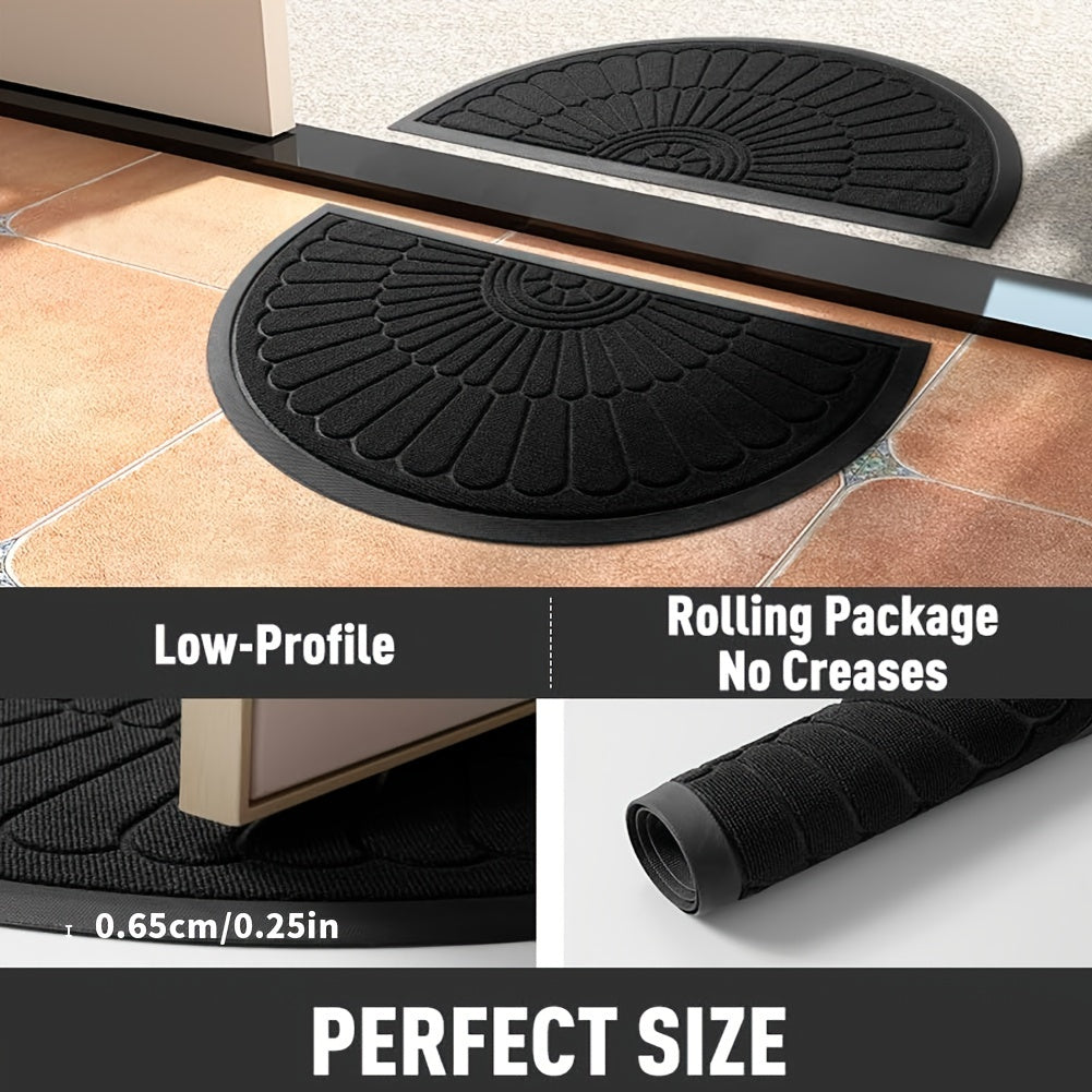Tapis de Porte en Caoutchouc Durable - Design Arrondi pour Intérieur et Extérieur