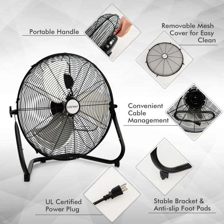 Ventilateur de sol industriel haute performance de 20 pouces