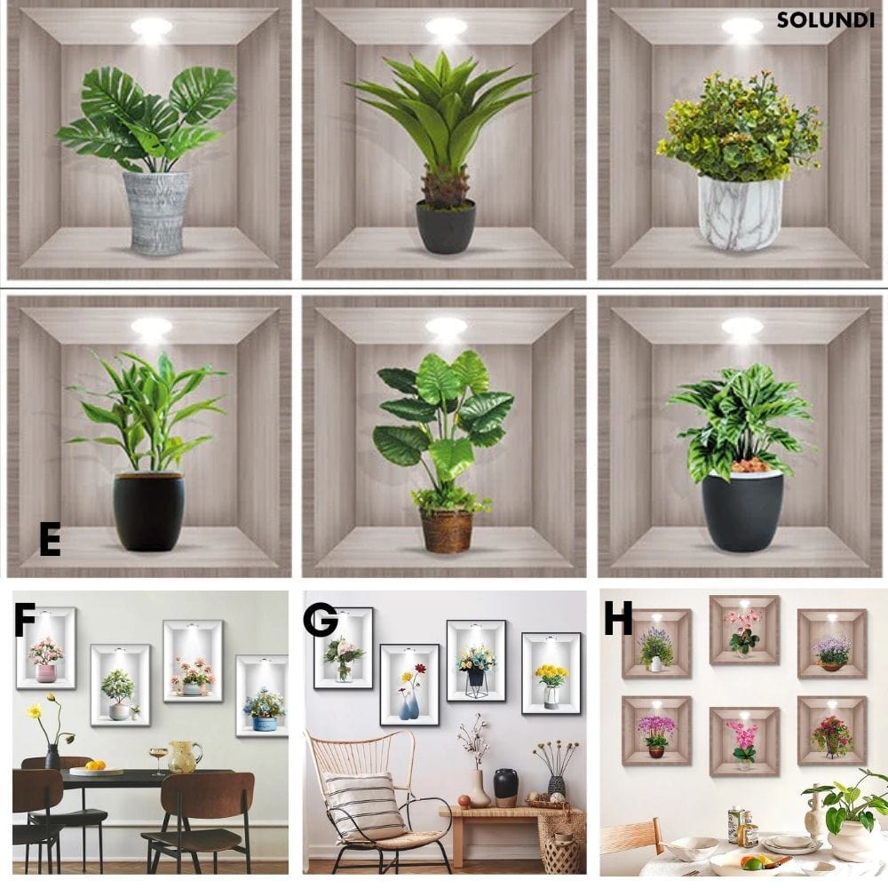 50% DE RÉDUCTION  |  Autocollants muraux 3D de plantes vertes