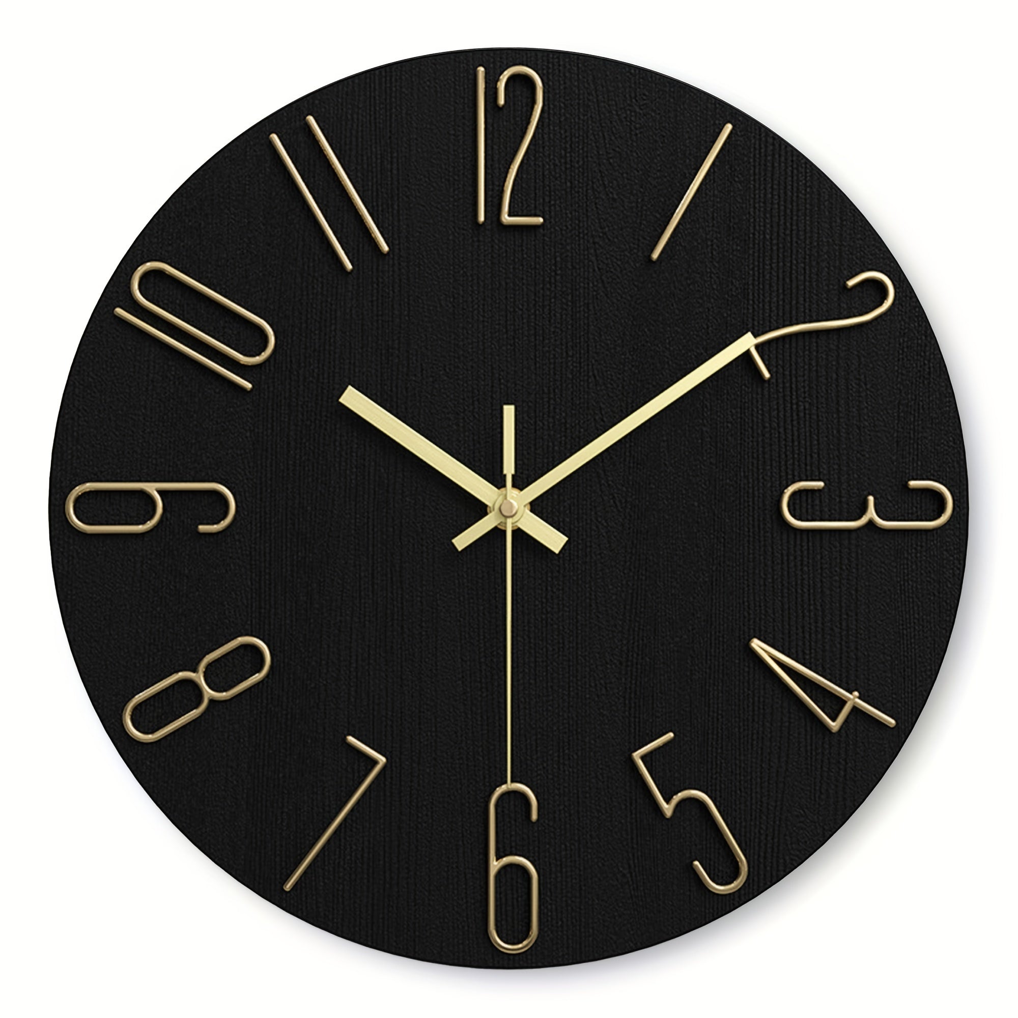LUMINAIR - Horloge Murale Ronde Moderne Minimaliste Design Sans Bord Noir & Or