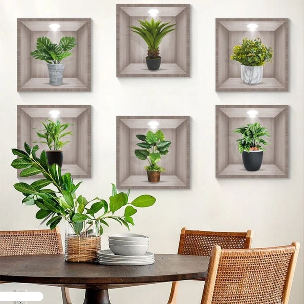 50% DE RÉDUCTION  |  Autocollants muraux 3D de plantes vertes