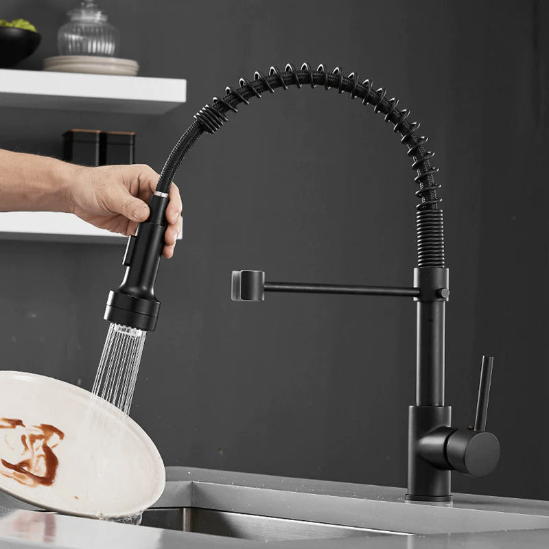 Robinet de cuisine moderne avec tête de douche à ressort extensible