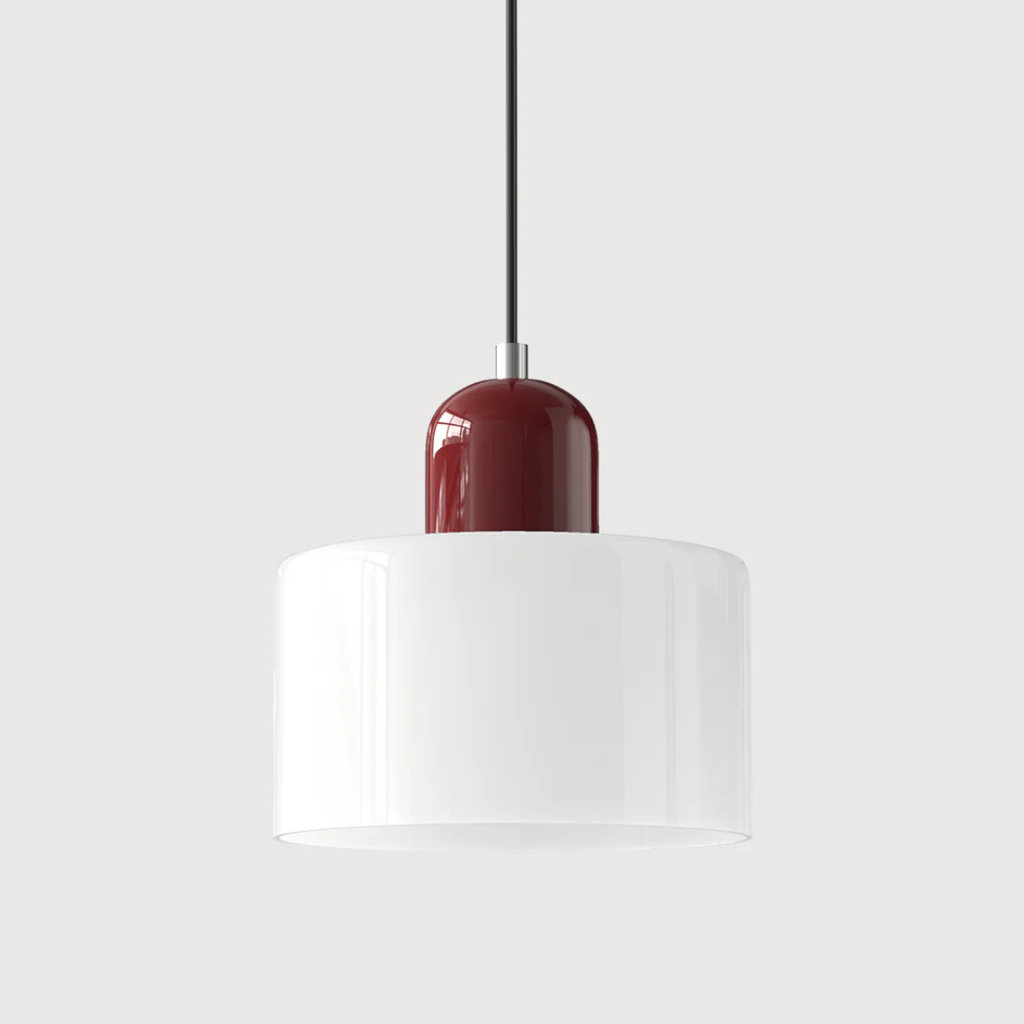 Tusa – Lampe suspendue rétro avec abat-jour en verre orange et dessus vert