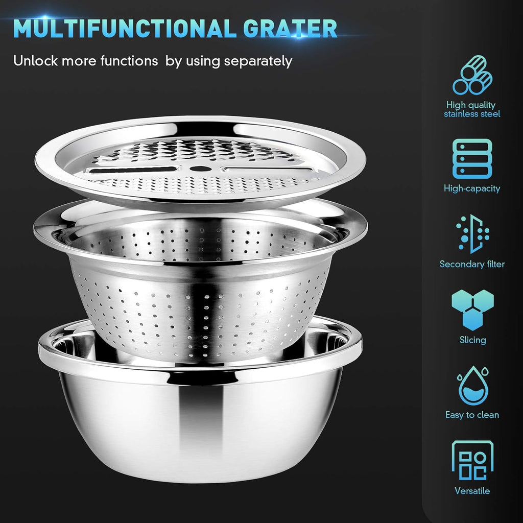 GrateNWash - Bol de préparation multifonction en acier inoxydable
