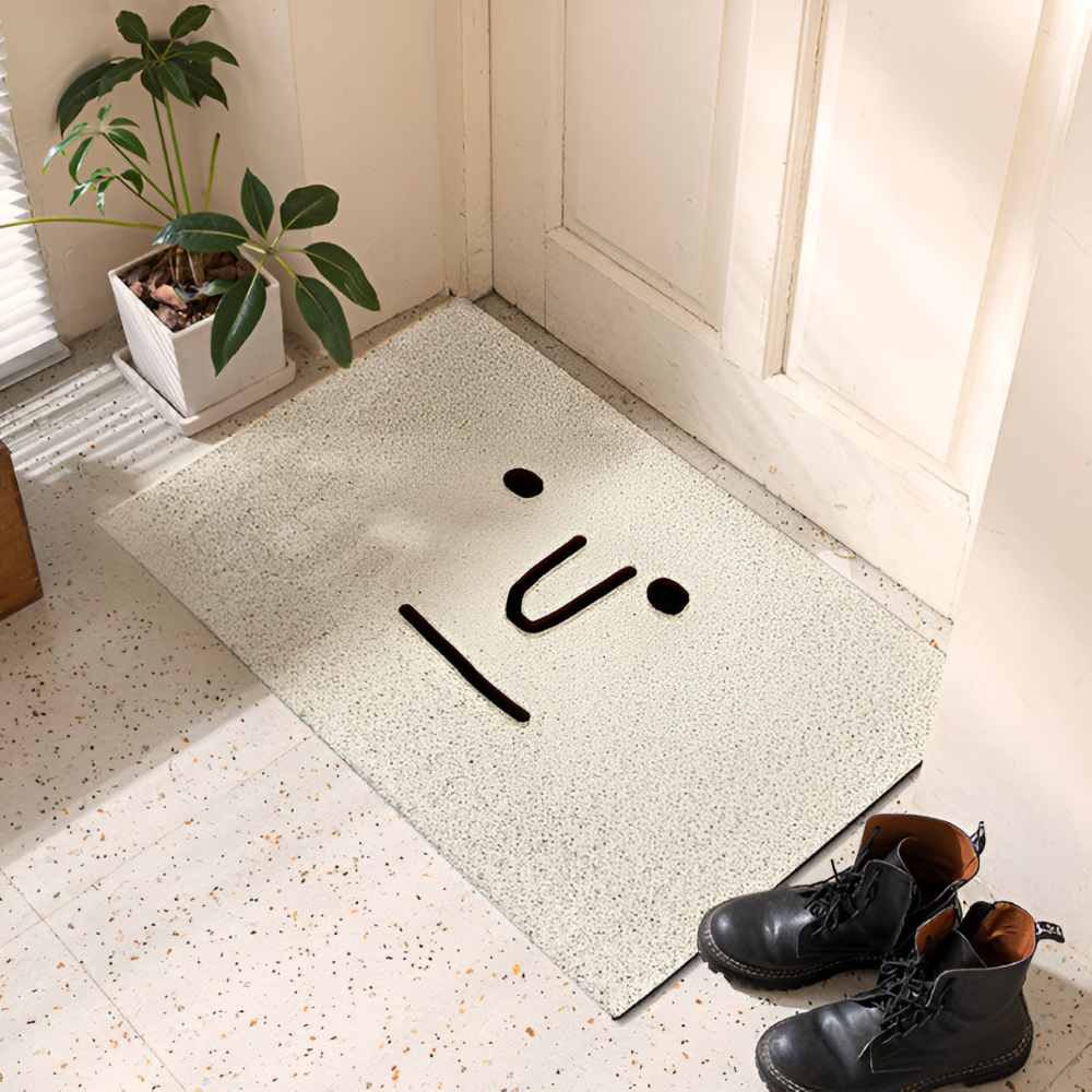 Tapis de porte en PVC antidérapant avec visage souriant