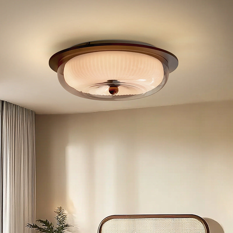 Lampe de Plafond Moderne en Verre et Bois