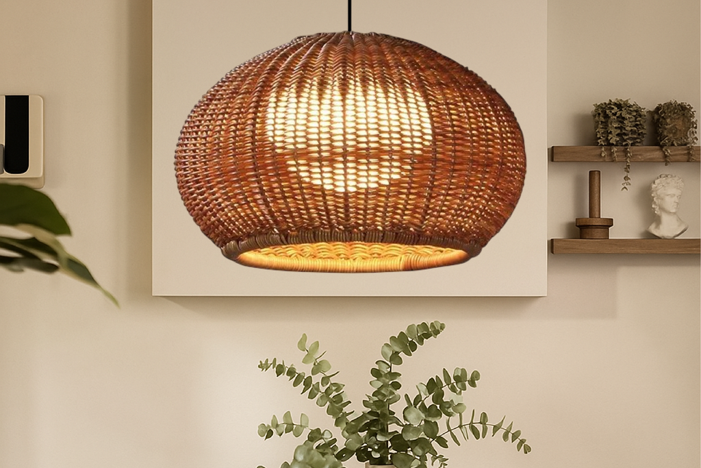 Lampe de plafond en bambou tressé biologique