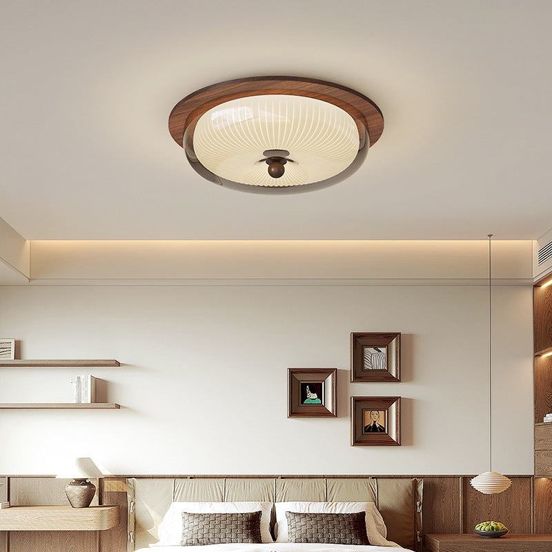Lampe de Plafond Moderne en Verre et Bois