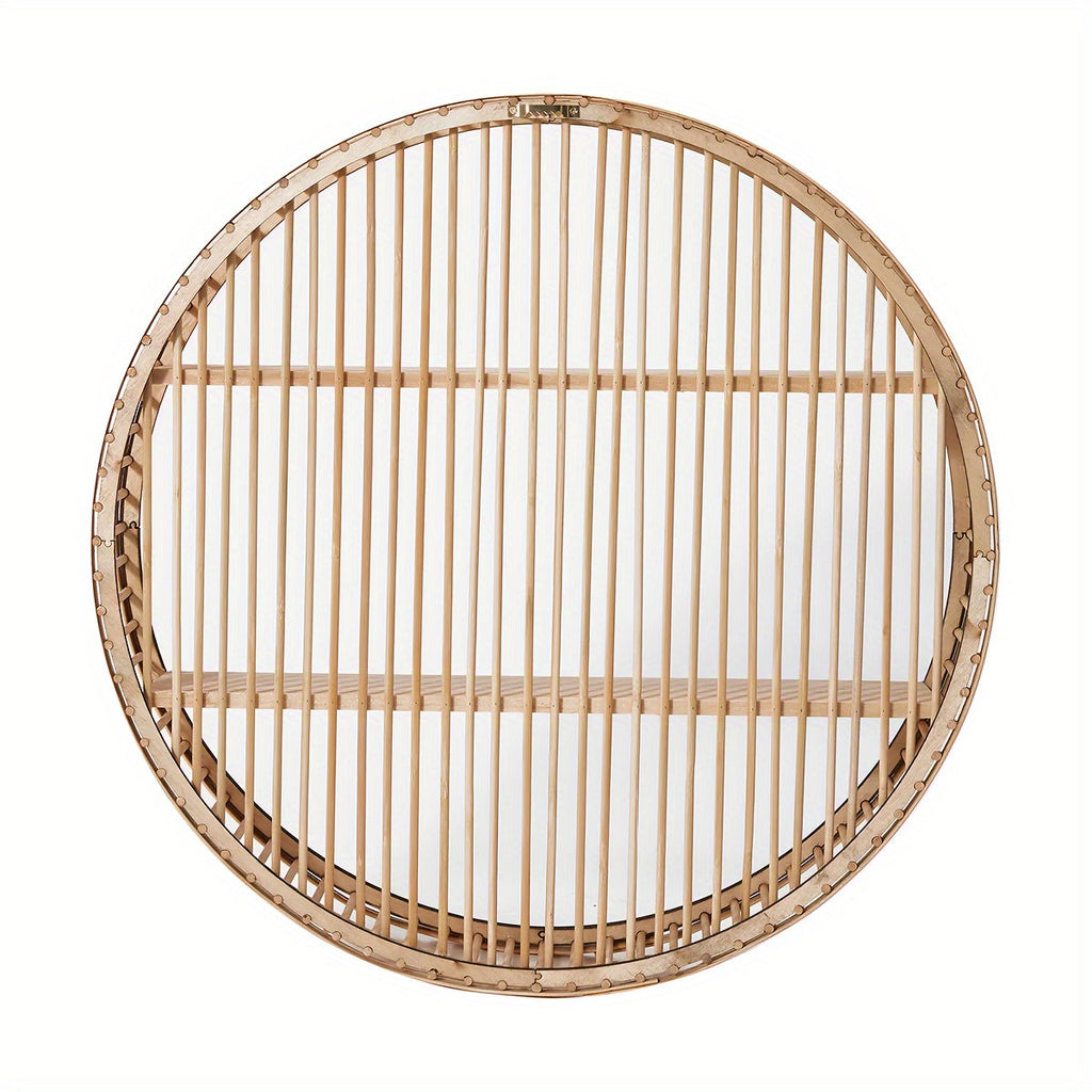 Étagère Murale en Bambou Fait Main - Design Rond Unique pour un Rangement Stylé