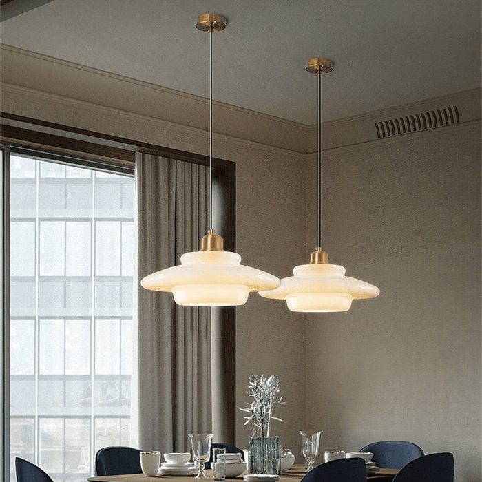 Suspension Moderne en Verre Blanc