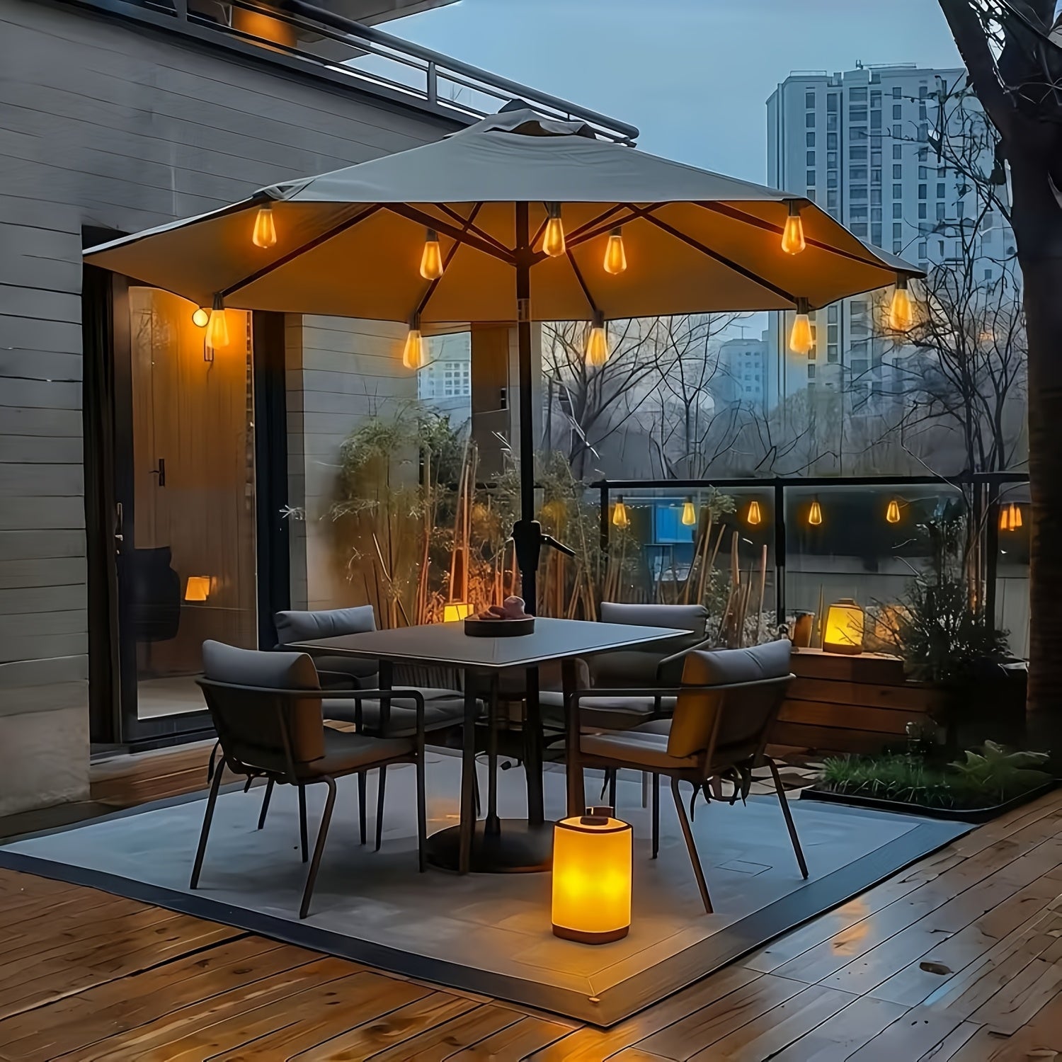 SOLARA - Guirlande lumineuse solaire de 15 m de qualité commerciale avec ampoules jaunes ST38 dimmables