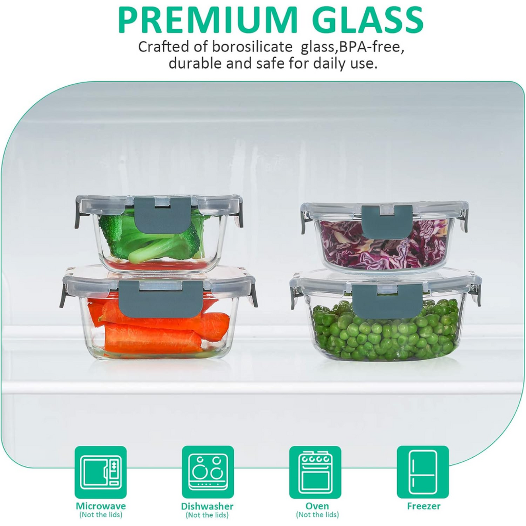 Ensemble de rangement alimentaire en verre hermétique de 24 pièces - PurePreserve