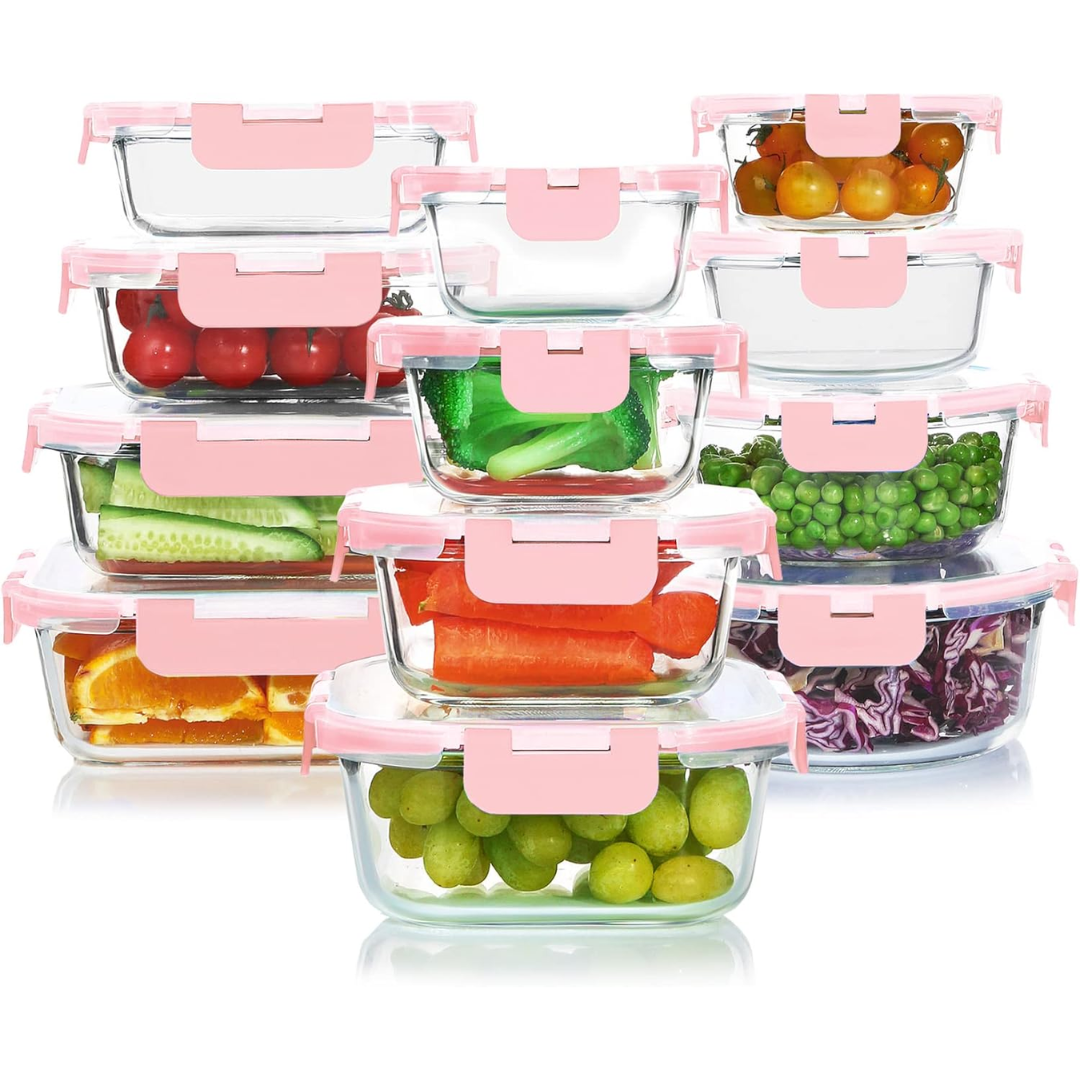 Ensemble de rangement alimentaire en verre hermétique de 24 pièces - PurePreserve