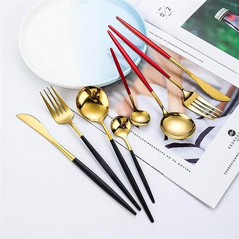 Skanto | Couverts de Luxe en Acier Inoxydable 24 Pièces Or-Argent - RoyalGlow