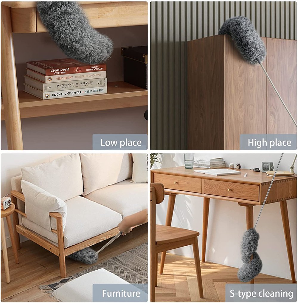 FlexDuster | Duster télescopique avec tête en microfibre extra longue (3 têtes de nettoyage de remplacement gratuites)