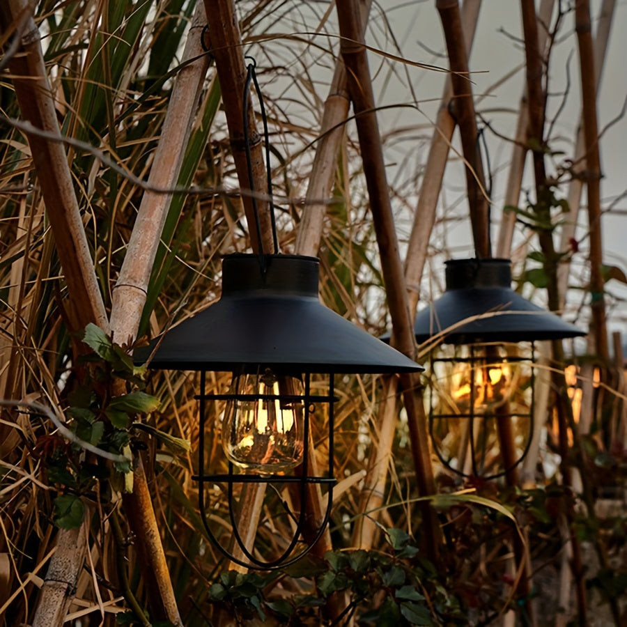 Ensemble de 2 Lanternes Solaires Rétro – Lampes Suspendues Vintage pour Jardin et Balcon