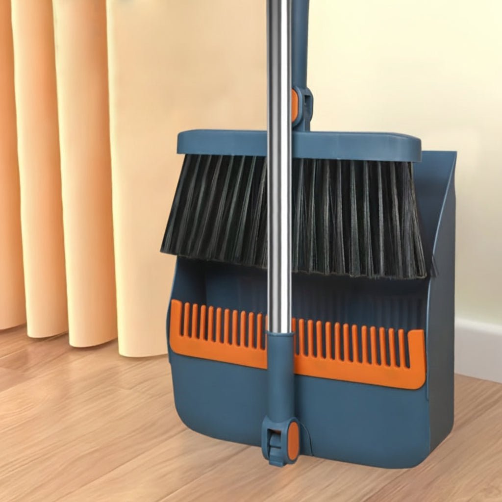CLEANSWEEP PRO – Ensemble de balai et pelle à poussière avec manche long rotatif et dents de peigne intégrées