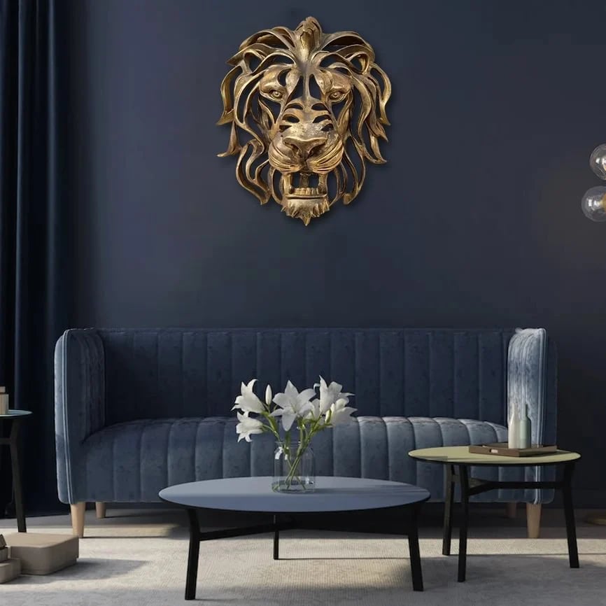 Tête de Lion en Métal Décoration Murale - Élégante et Robuste