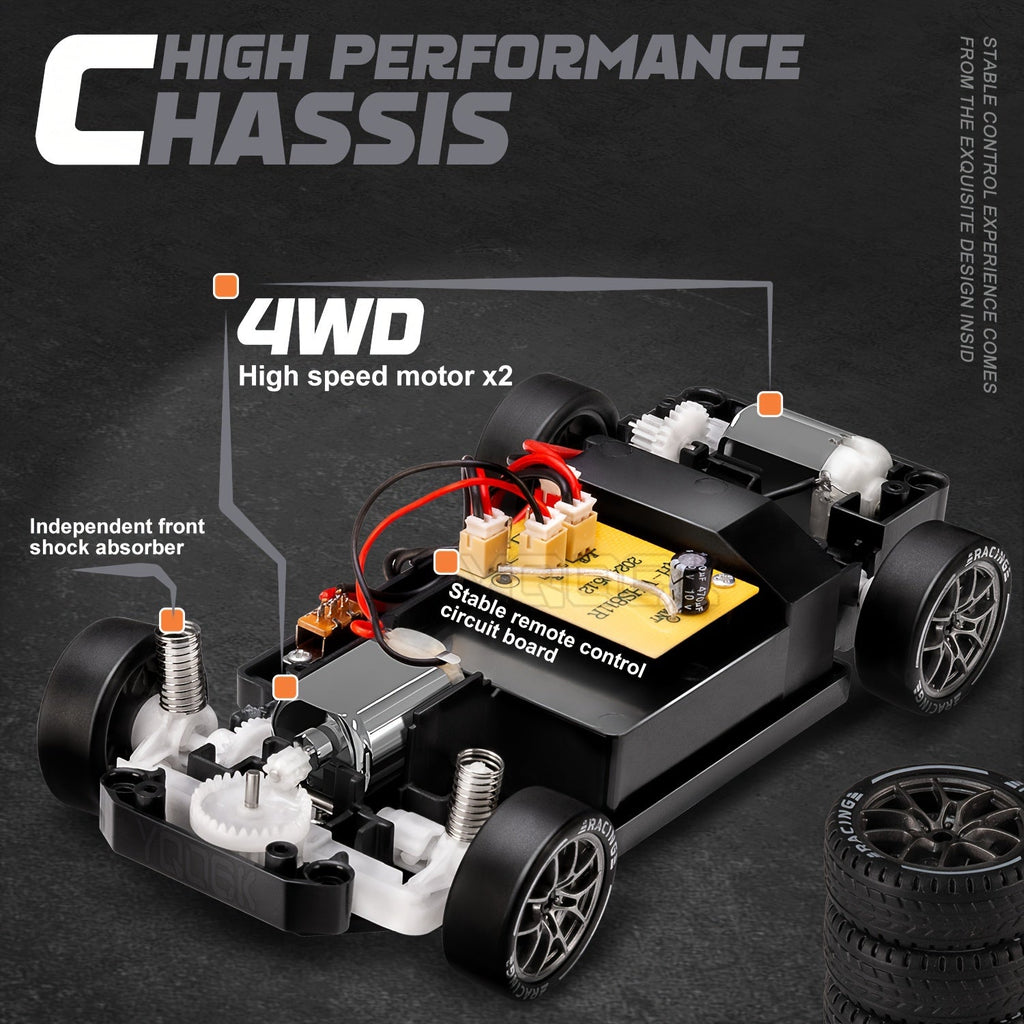 Skanto | Ultimate 1:24 Voiture de Drift RC avec roues LED – Jouet de course rechargeable 4WD