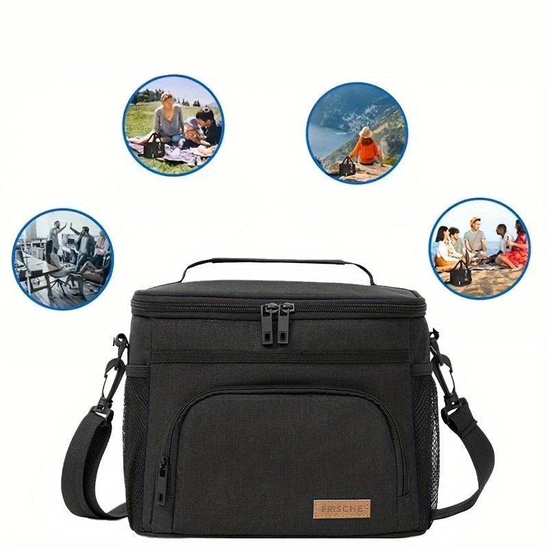 THERMOVIA - Grand Sac à Lunch Isolé avec Fermeture Éclair et Bandoulière Ajustable