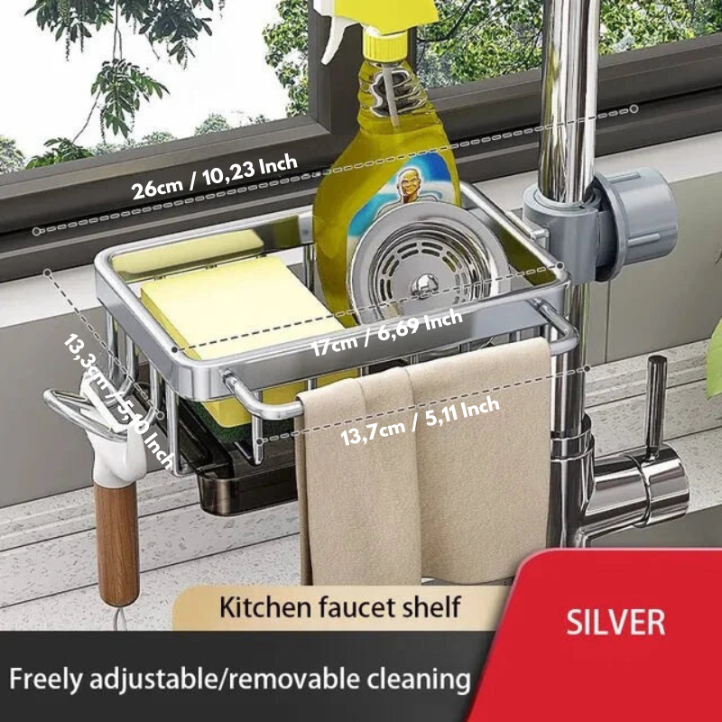 Organisateur de lavabo en aluminium - Gardez votre espace propre