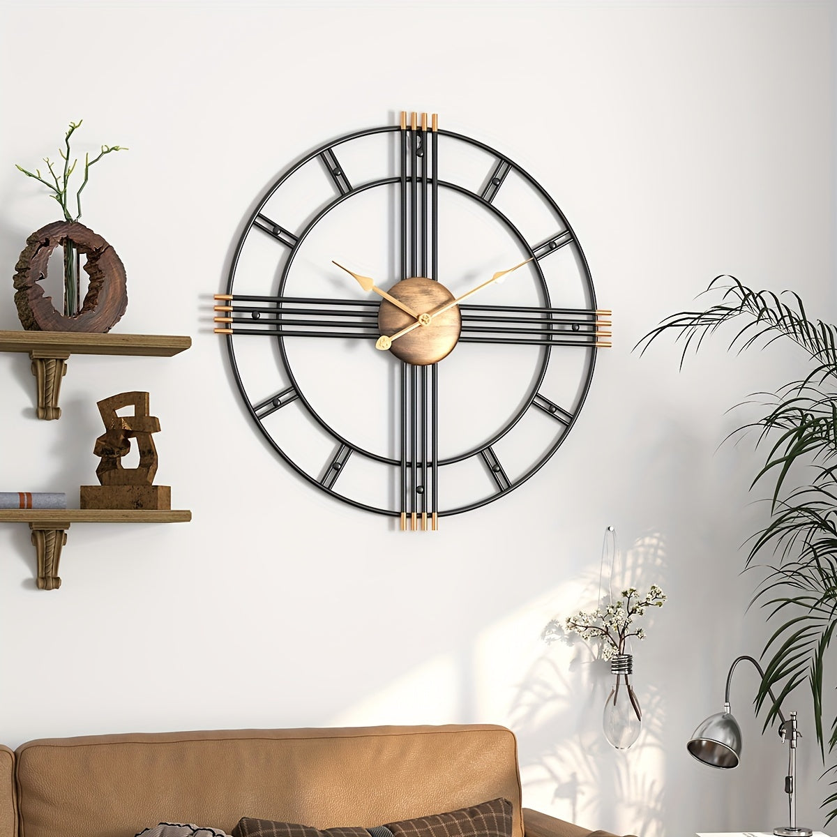 CASAELIX – Horloge Murale Croisée Minimaliste Moderne avec Cadre Géométrique Structuré et Mouvement Silencieux