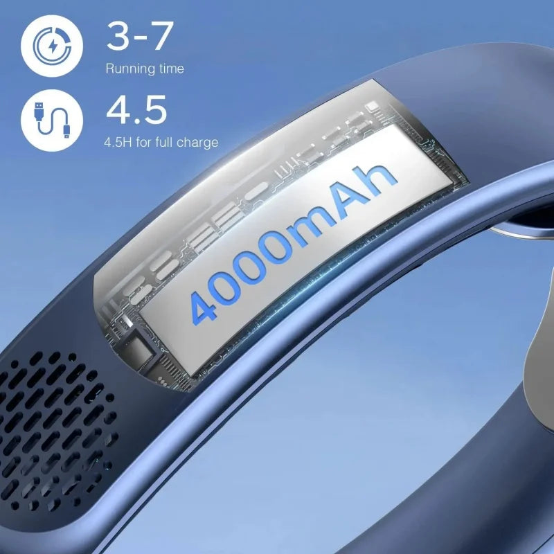 CoolBreeze™ | Ventilateur de Cou – Refroidissement à 360°, silencieux & mains libres