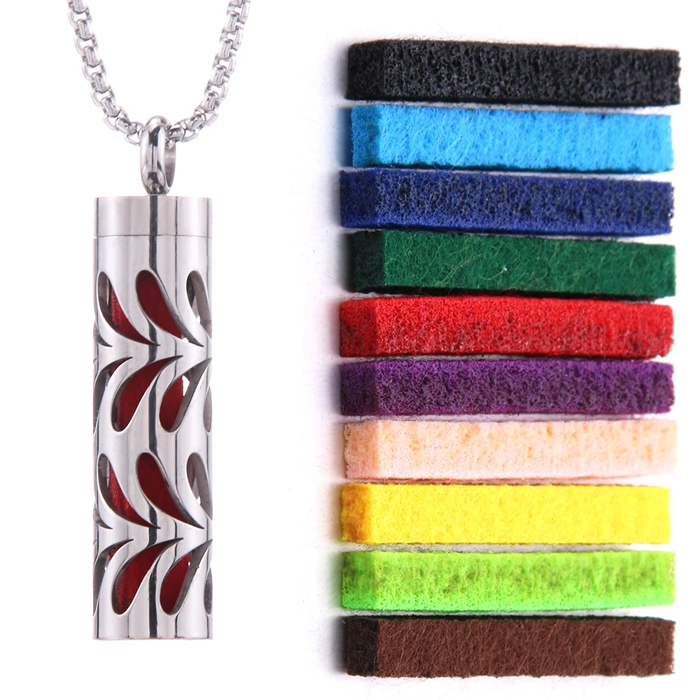 1+1 Gratuit | Collier parfumé pour femmes avec pendentif | Acier inoxydable hypoallergénique | Avec tampons parfumés | 60 cm ajustable