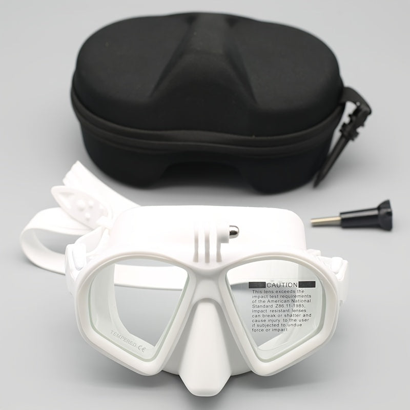 Masque de Plongée en Verre Trempé avec Étui de Rangement - Lunettes de Plongée avec Anti-Buée et Fixation pour Caméra