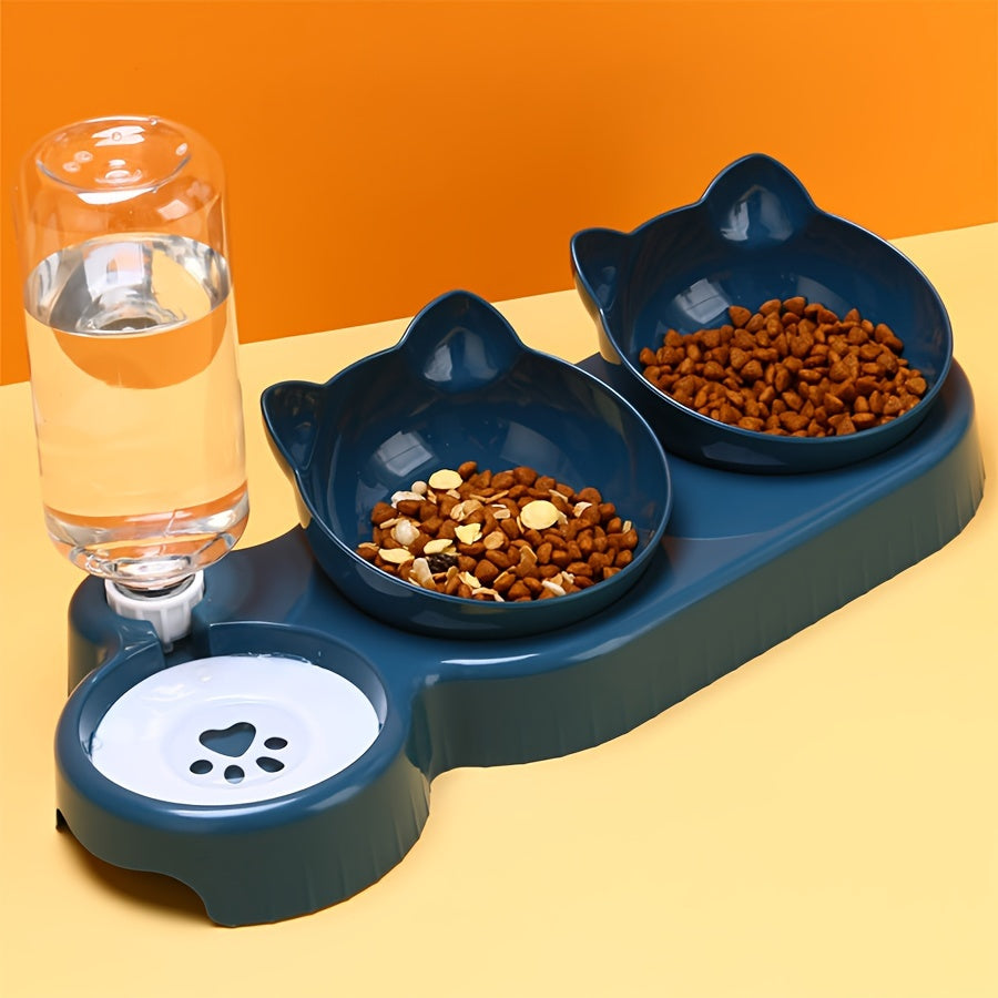 CATNIBBLE - Bols inclinés avec système d'eau gravitaire et design de cou protecteur