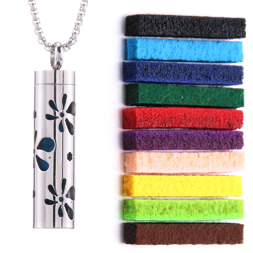 1+1 Gratuit | Collier parfumé pour femmes avec pendentif | Acier inoxydable hypoallergénique | Avec tampons parfumés | 60 cm ajustable