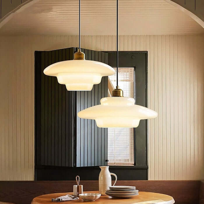 Suspension Moderne en Verre Blanc