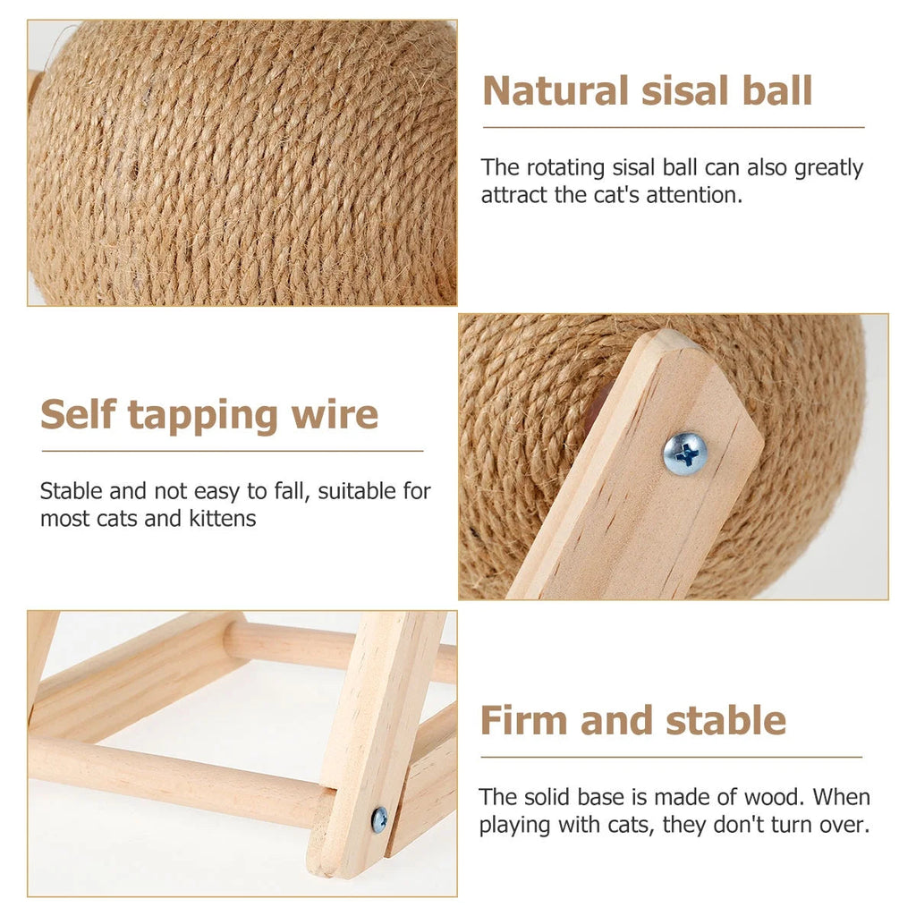 Scratchball pour chats – Jouet en sisal naturel avec base en bois massif