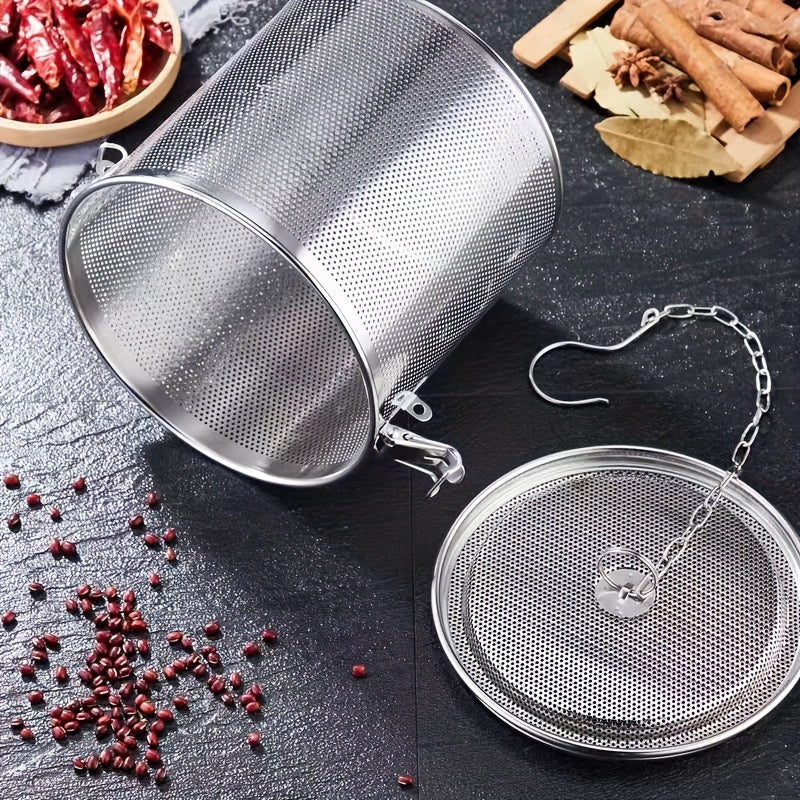 Infuseur à épices en acier inoxydable – Passoire fine réutilisable avec chaîne allongée pour thé en vrac, herbes et épices – Idéal pour cuisiner, infuser et un usage en cuisine